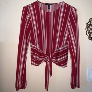 Red and white striped blouse